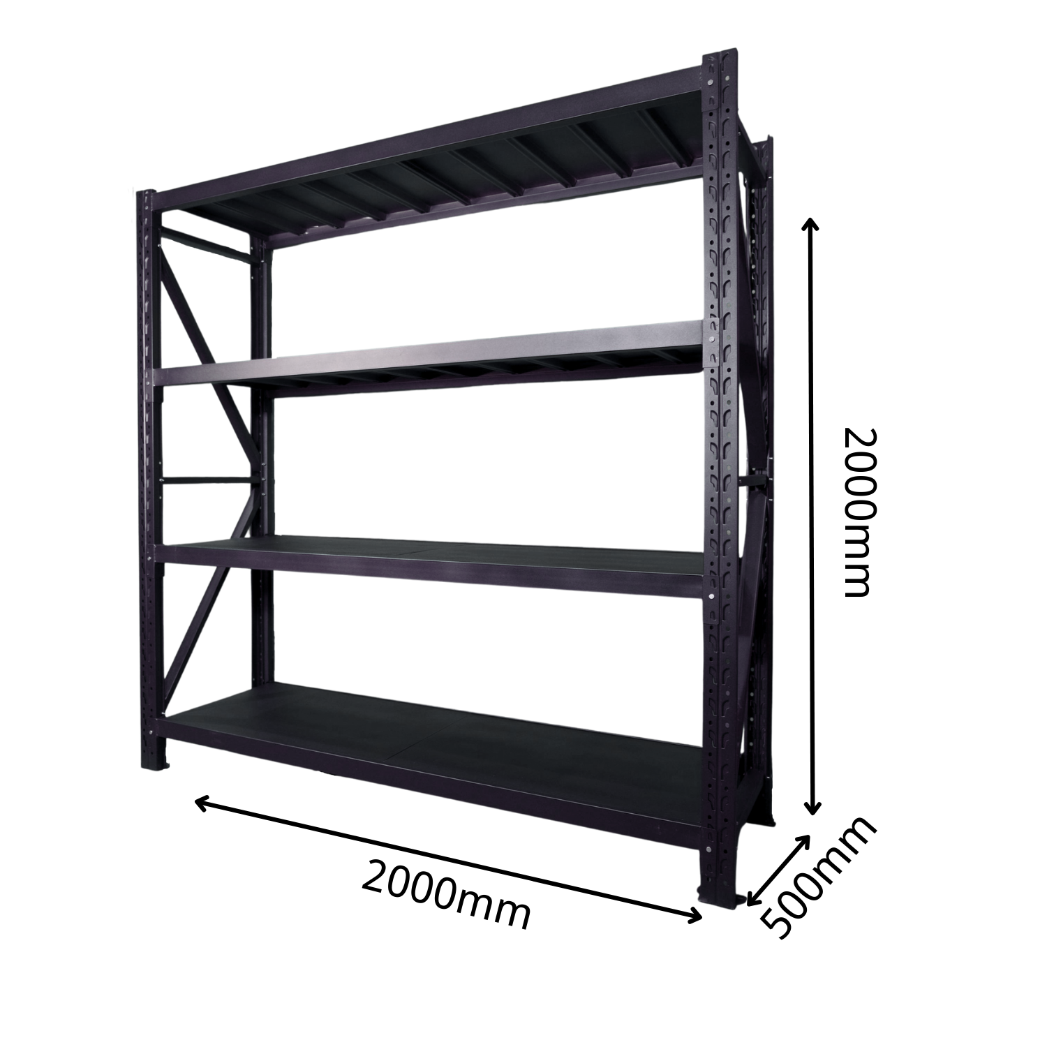 2Mx2Mx0.5M 1000KG Garage Warehouse Steel Storage Shelving Shelves (Black) - Image 3