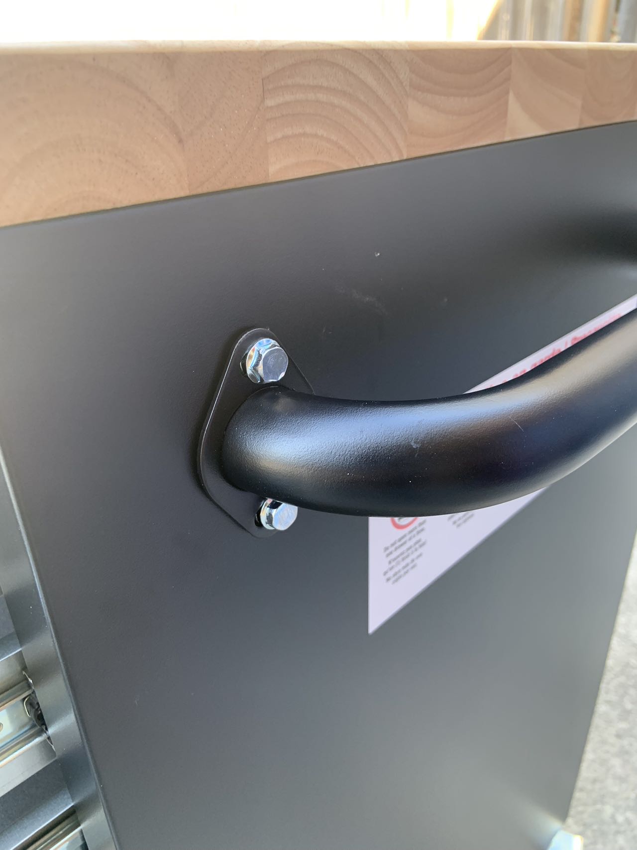 55" 10 Drawer Mobile Workbench Powder Coated Steel Toolbox Cabinet with Wood Top (Black) - Image 8