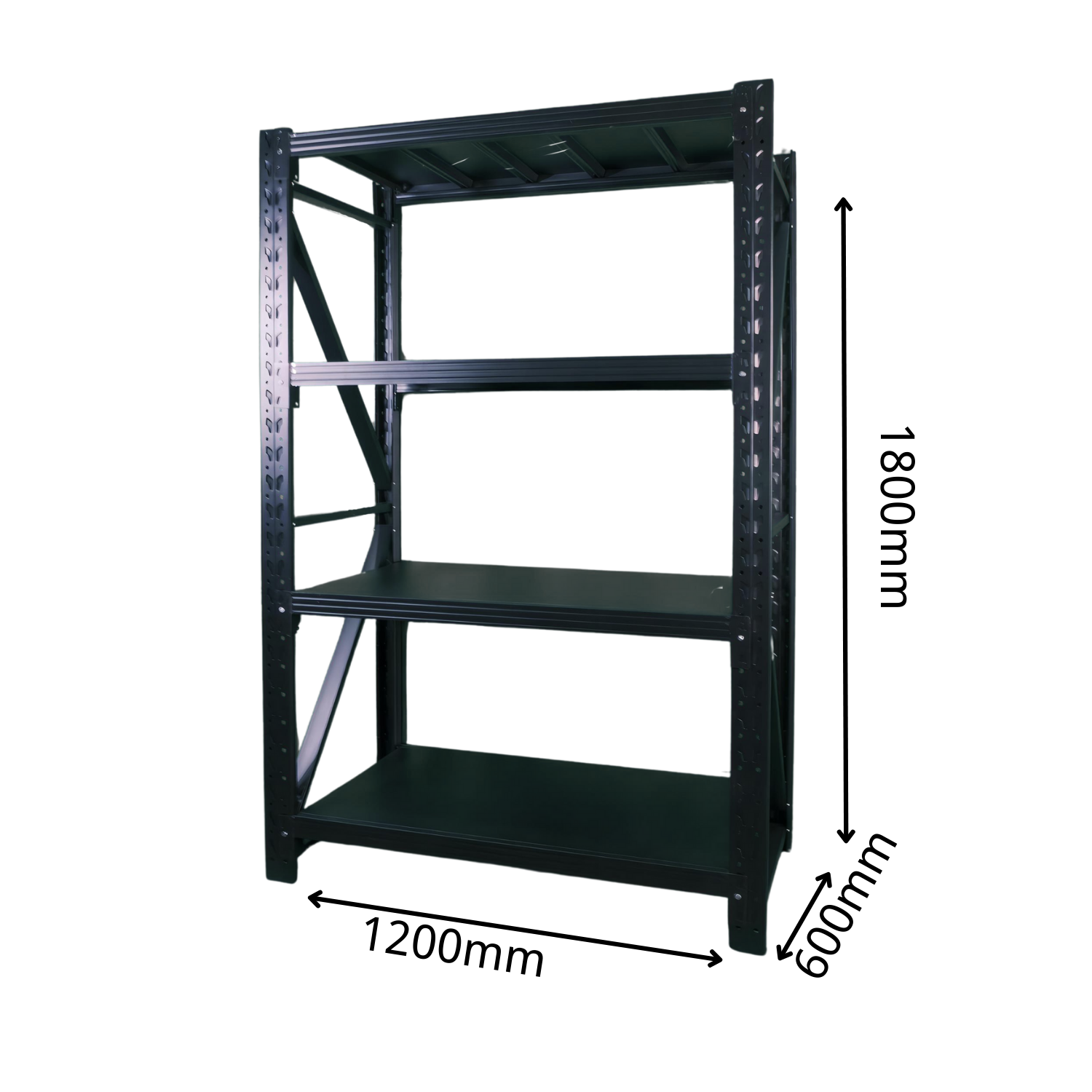 1.2Mx1.8Mx0.6M 1000KG Garage Warehouse Steel Storage Shelving Shelves (Black) - Image 3