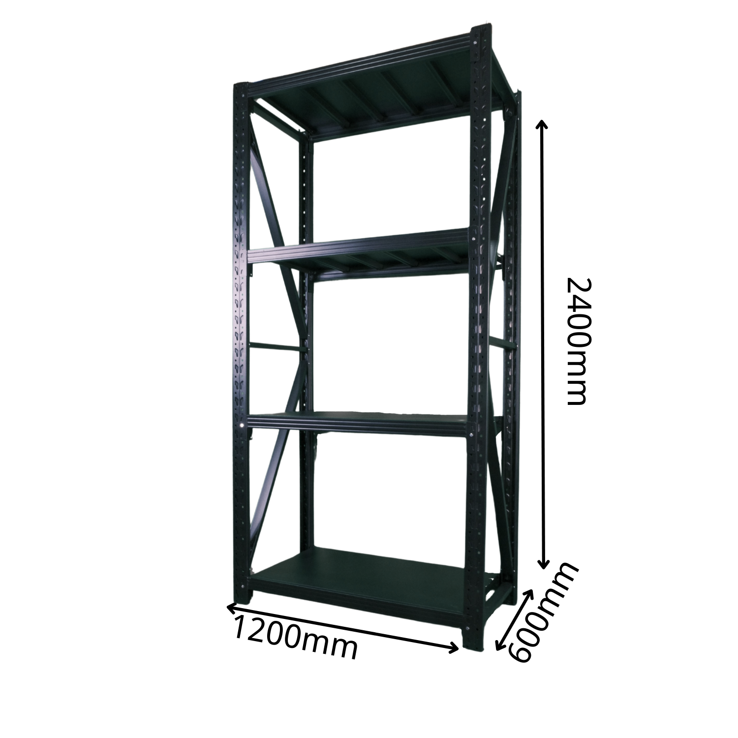 1.2Mx2.4Mx0.6M 1000KG Garage Warehouse Steel Storage Shelving Shelves (Black) - Image 3