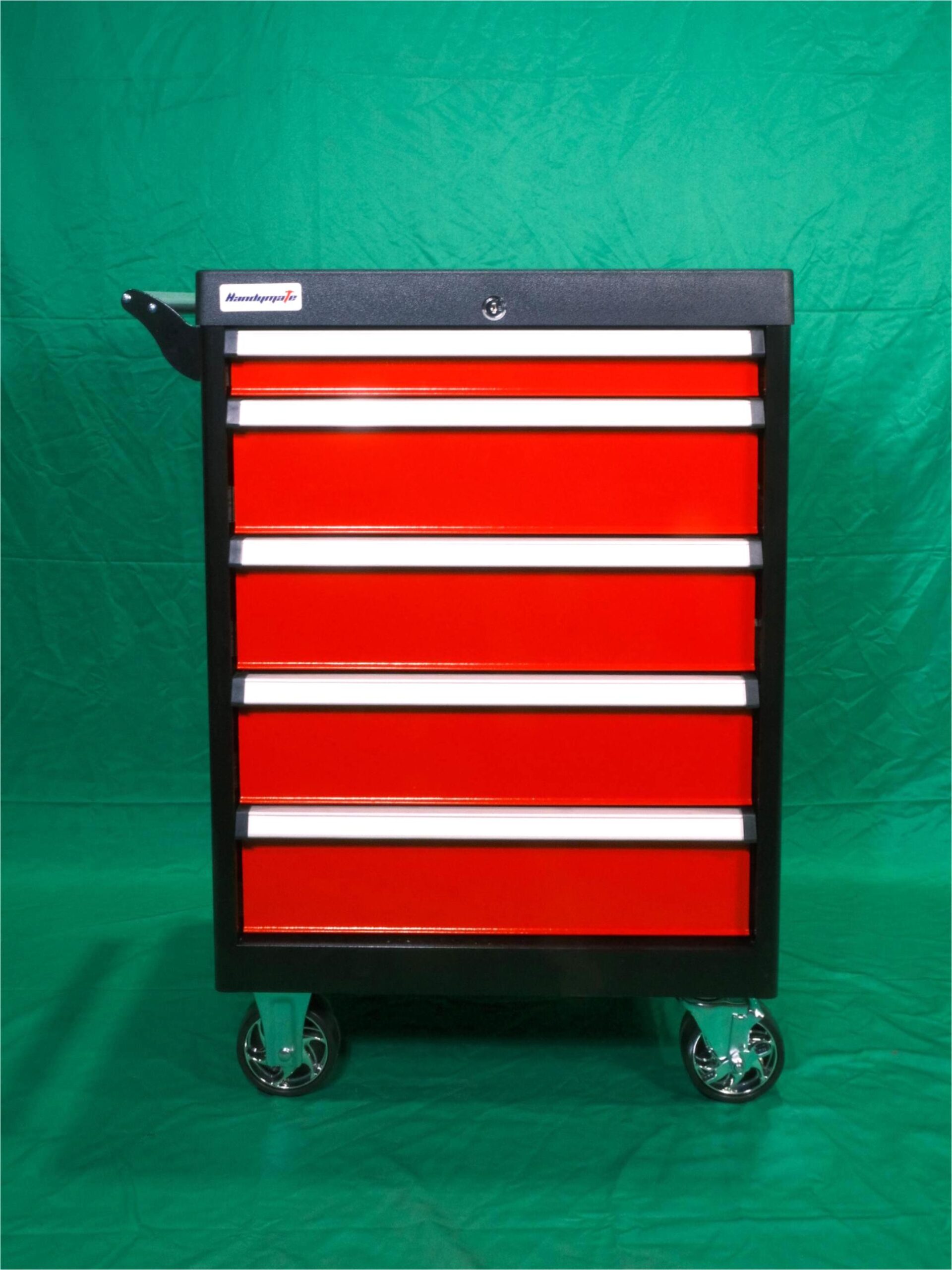 5 Drawer Heavy Duty Steel Mobile Toolbox Tool Cart Trolley (Black&Red) - Image 5
