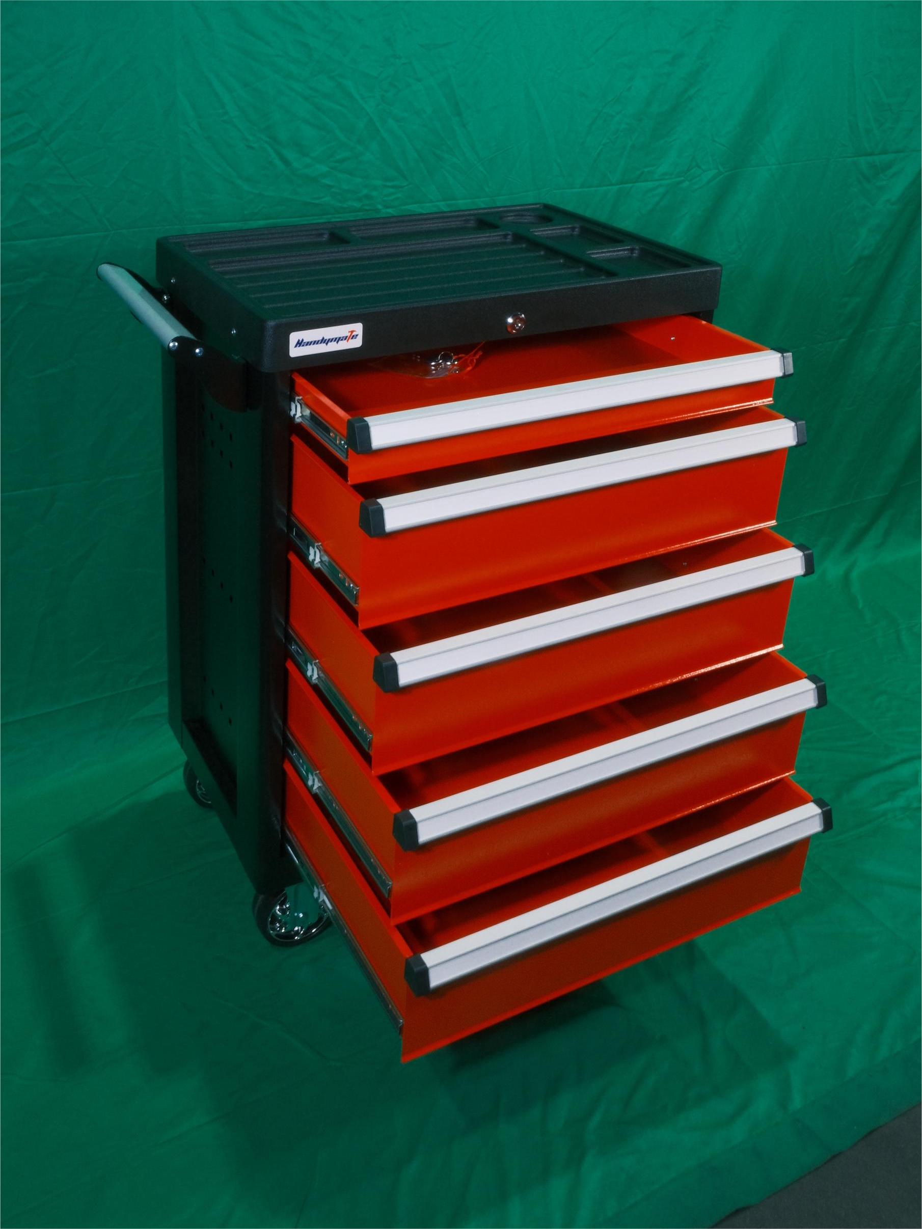 5 Drawer Heavy Duty Steel Mobile Toolbox Tool Cart Trolley (Black&Red) - Image 6