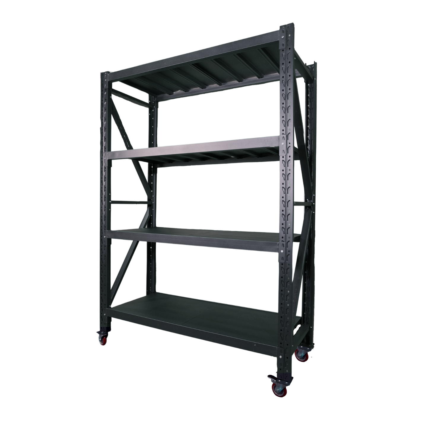 1.5Mx2Mx0.6M 1000KG Garage Warehouse Steel Storage Shelving with Wheels (Black) - Image 4