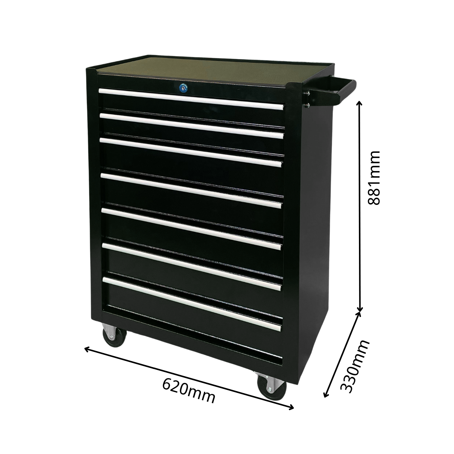 7 Drawer Steel Mobile Toolbox Tool Cabinet Trolley (Black) - Image 3