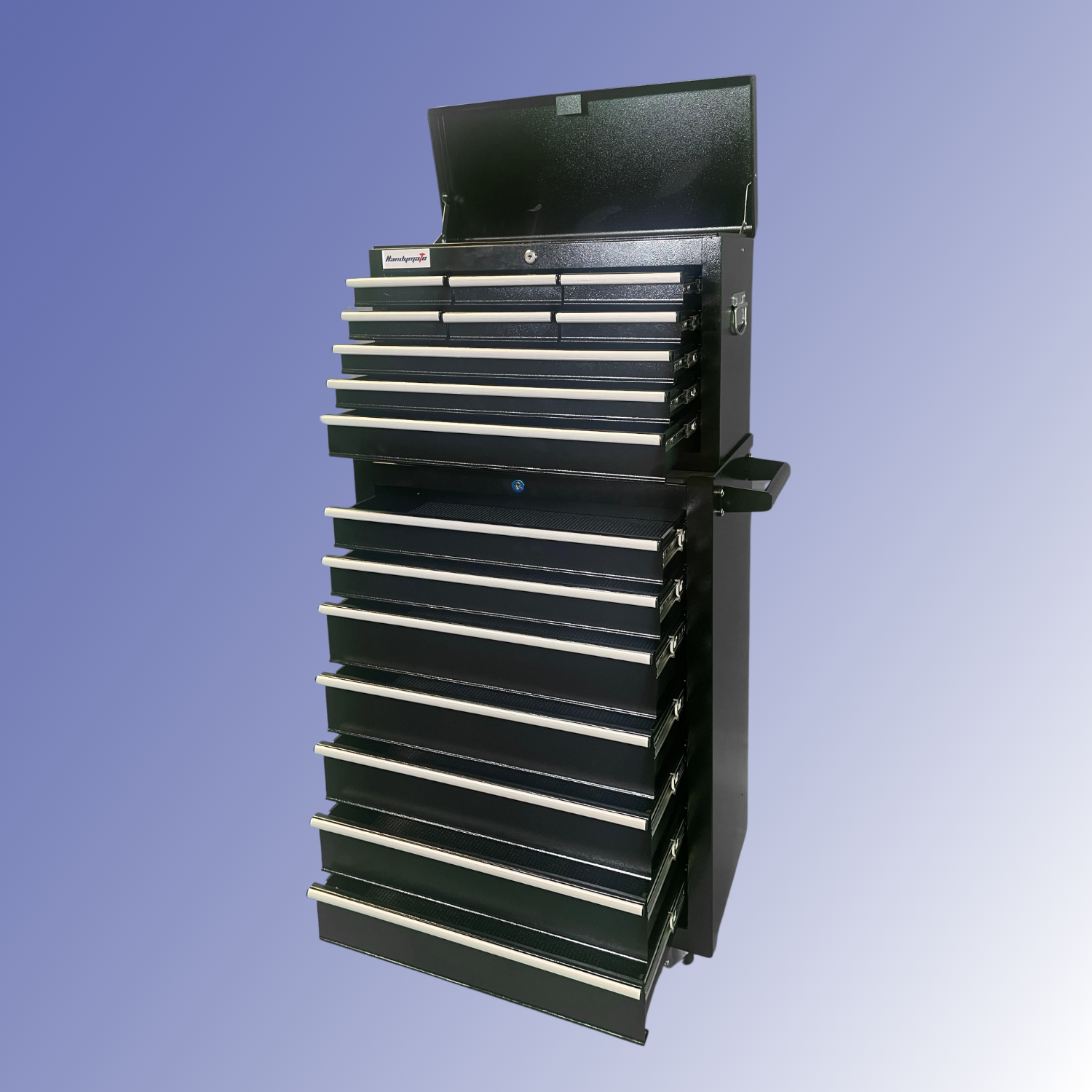 16 Drawer Steel Mobile Toolbox Tooltrolley With Upper Box (Black) - Image 5