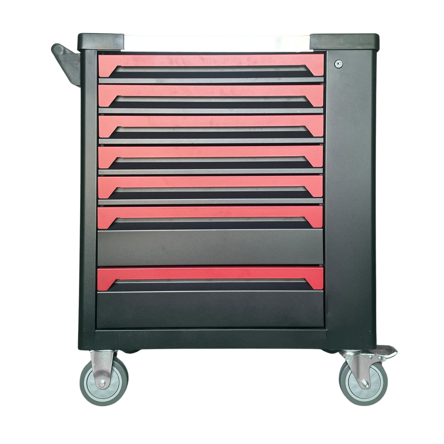 8 Drawer Heavy Duty Steel Mobile Toolbox Tool Cabinet Cart Trolley (Black&Red) - Image 4